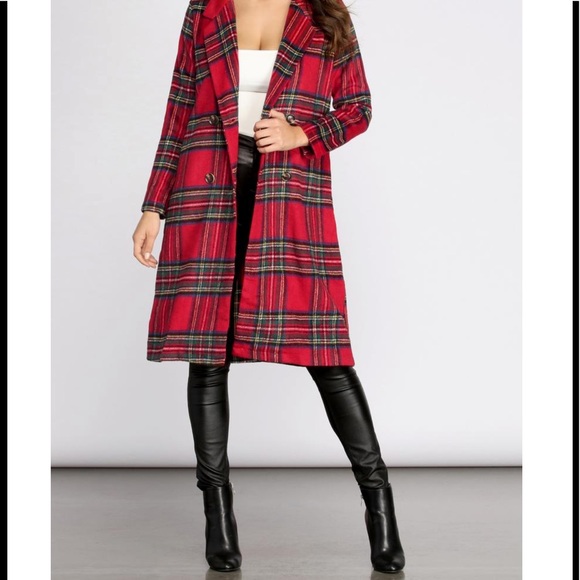 ROYAL PLAID LONG TRENCH COAT small NWT - Picture 2 of 9